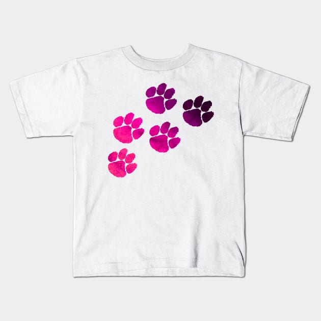 Pink Pawprints Design Kids T-Shirt by StylishTayla